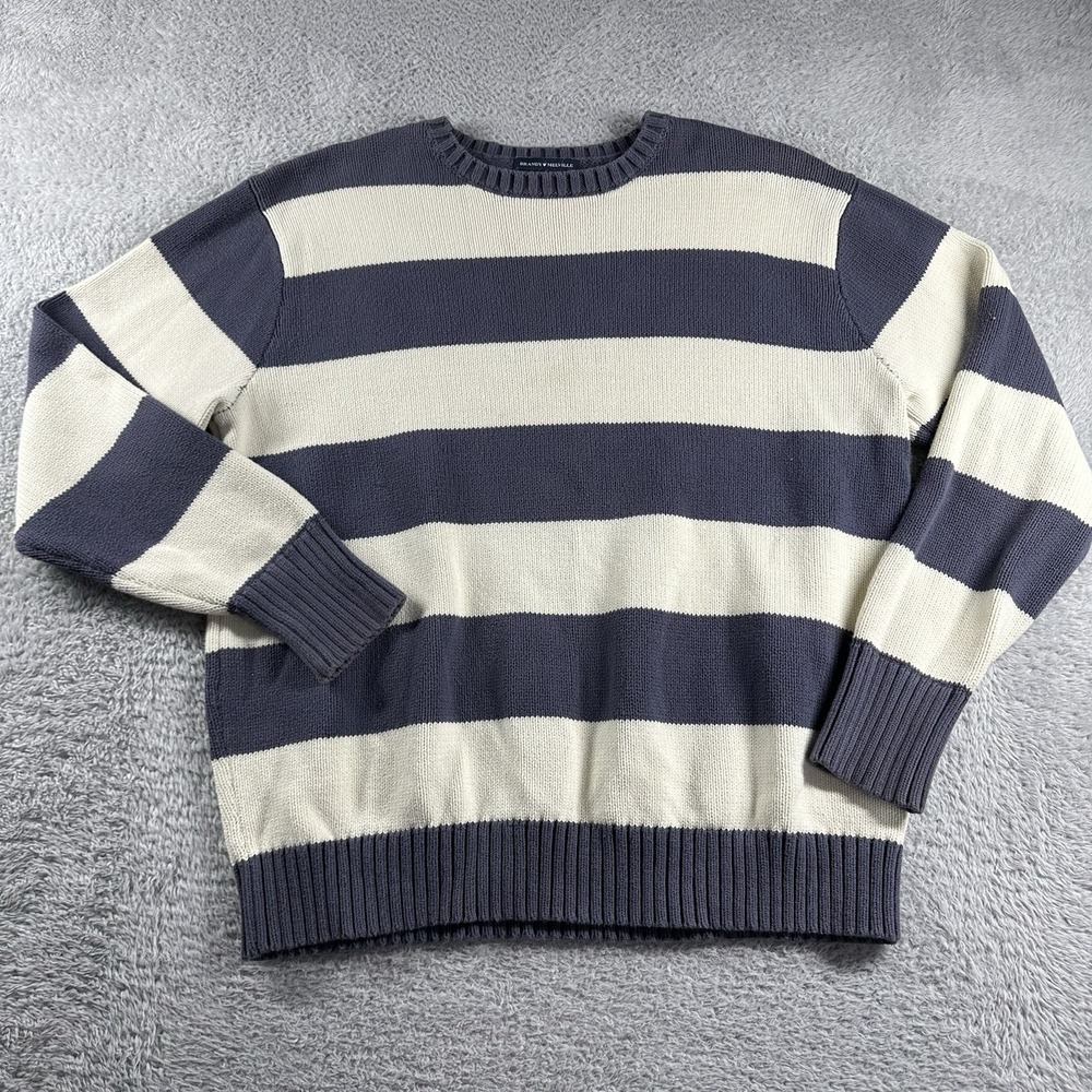 Brandy Melville Knit‎ Sweater Striped Blue Gray White Cotton One Size MH320